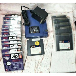 Iomega External Zip Drive Z100P2 With Original Power And 17 Zip Disk Included